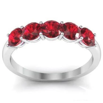 1.00cttw Shared Prong Ruby Five Stone Ring