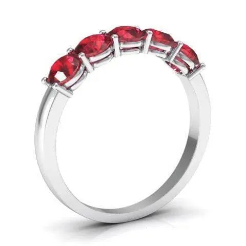 1.00cttw Shared Prong Ruby Five Stone Ring