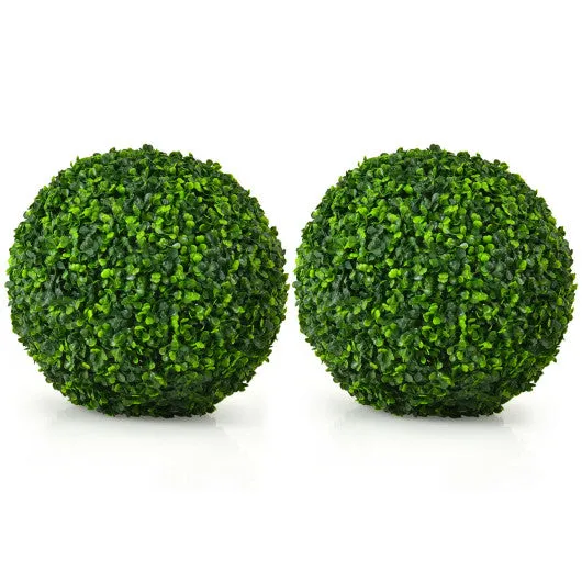 2 Pieces 15.7 Inch Artificial Boxwood Topiary UV Protected Indoor Outdoor Balls