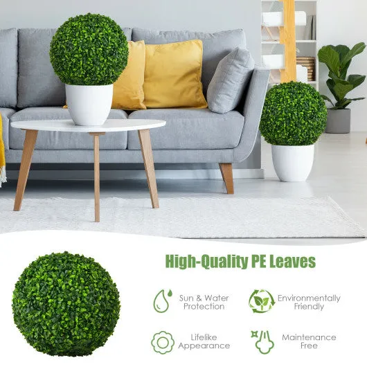 2 Pieces 15.7 Inch Artificial Boxwood Topiary UV Protected Indoor Outdoor Balls