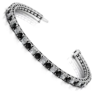 2.00-8.50 CT Round Cut Black Diamonds & Diamonds - Tennis Bracelet