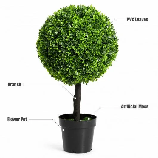 24" Artificial Boxwood Topiary Decorative Ball Tree