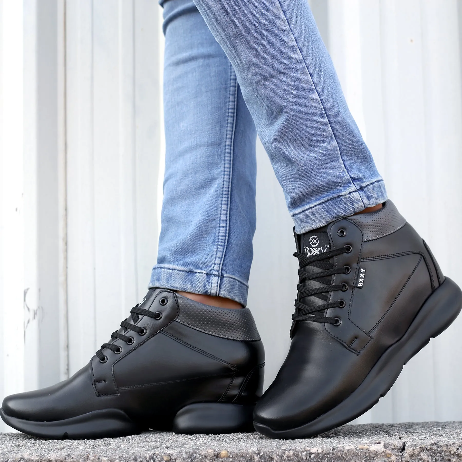 3 Inch Hidden Height Increasing Faux Leather Casual Boots For Men