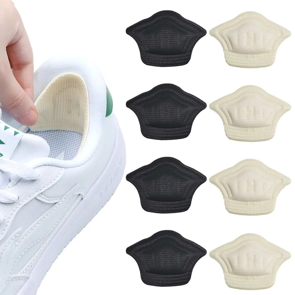 4 Pairs Heel Cushion Pads Heel Inserts, Self-Adhesive Heel Cushion Anti-Slip Shoe Pads for Trainers Boots Shoes