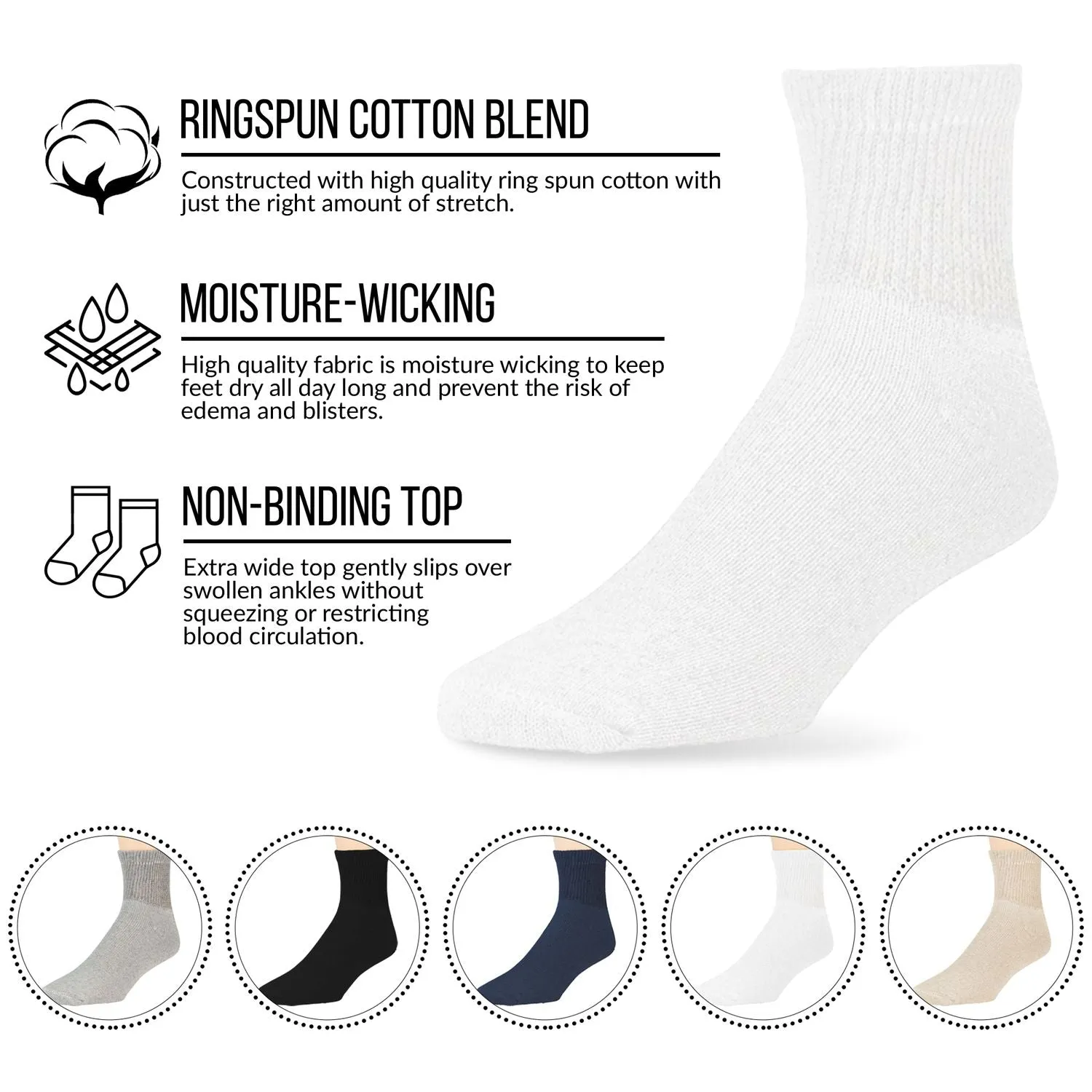 60 Pairs of Diabetic Low Cut Athletic Sport Ankle Socks (White)