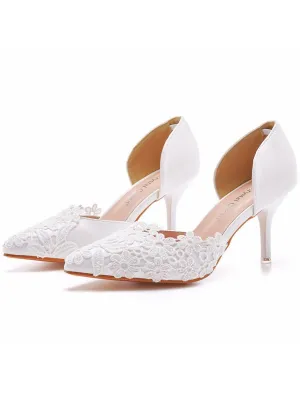 7.5cm Lace Mesh High Heels Wedding Shoes