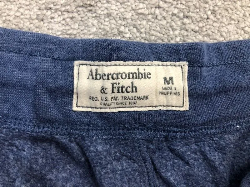 Abercrombie & Fitch Shorts Mens Medium Blue Sweat Shorts Running Jogging Logo