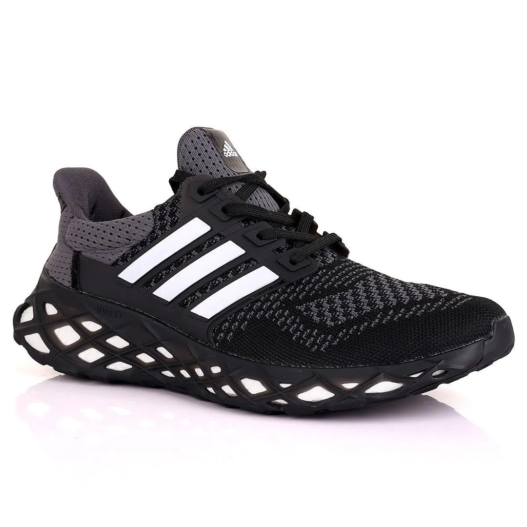 AD Boost Black Grey  And White Designed Men's Running Sneakers