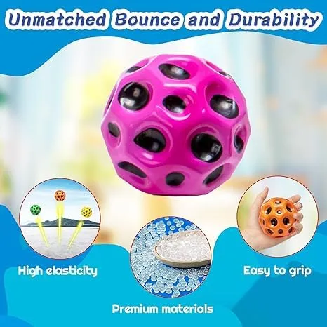 ADBHUTANAND Rubber Moon Ball Bouncy Coral Kickball Anti Stress Ball Kids Soft Rubber Ball Improve Hand-Eye Coordination Bubble Ball Space Galaxy Bouncy Ball Easy to Grip and Catch.