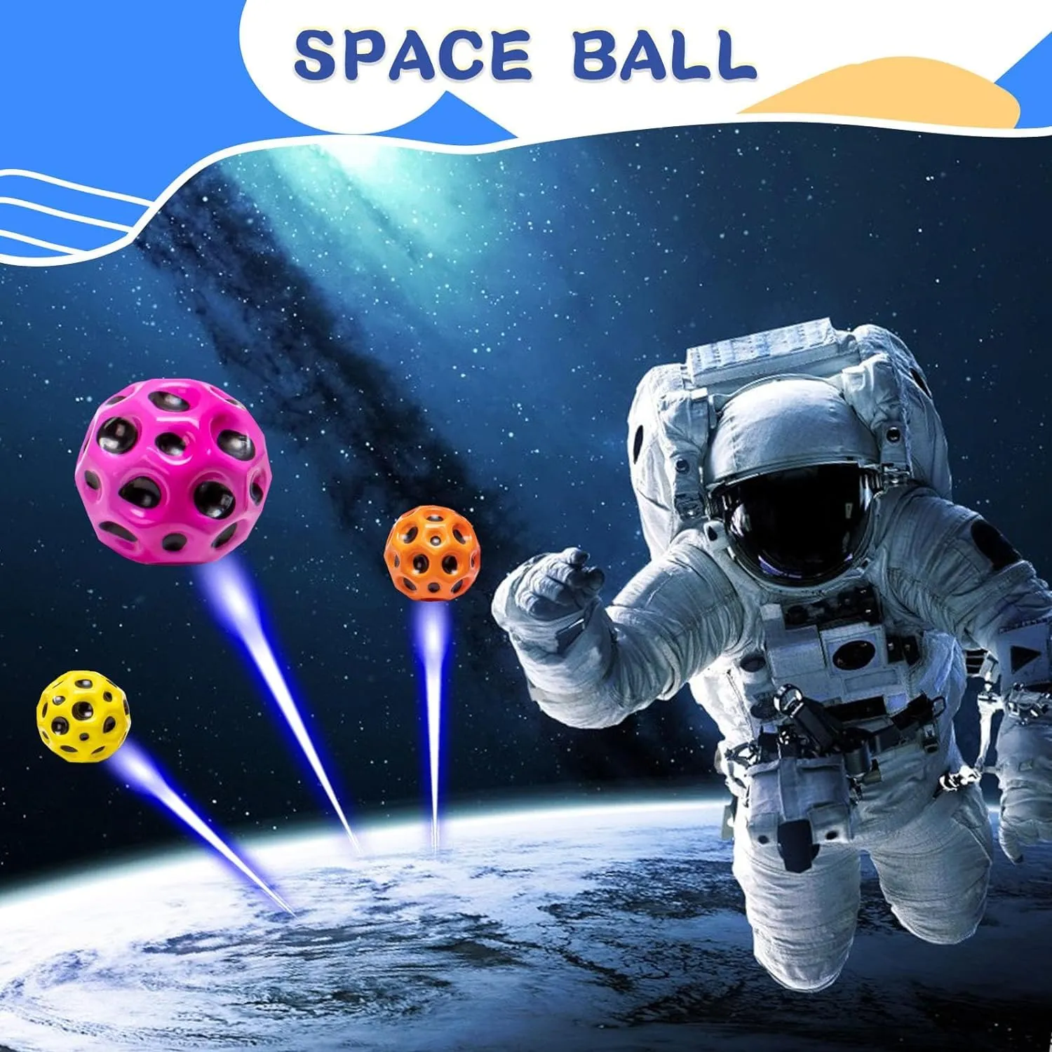 ADBHUTANAND Rubber Moon Ball Bouncy Coral Kickball Anti Stress Ball Kids Soft Rubber Ball Improve Hand-Eye Coordination Bubble Ball Space Galaxy Bouncy Ball Easy to Grip and Catch.