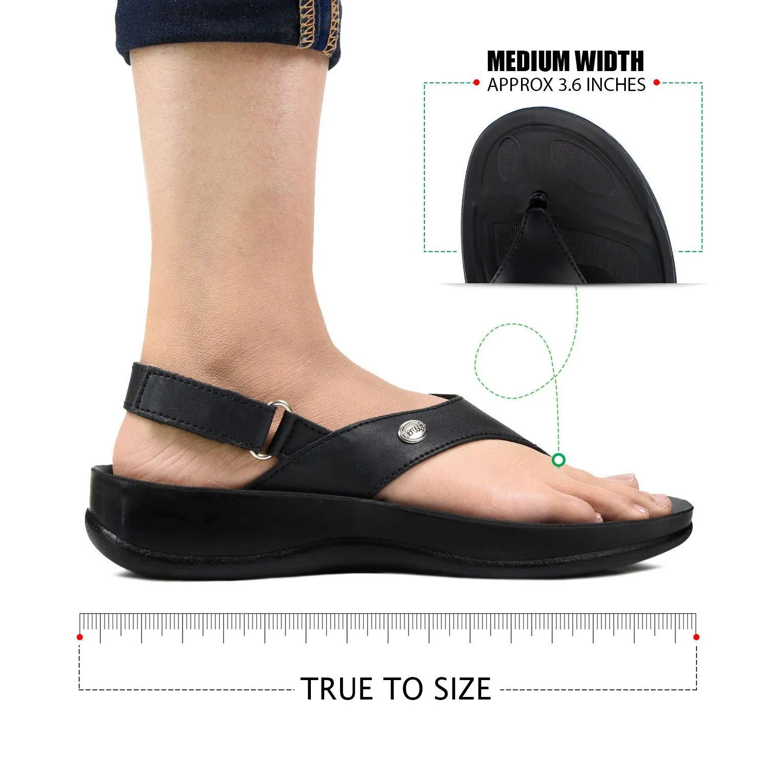 Aerosoft - Tuck S5901 Velcro Ankle Strap Comfortable Thong Arch Support Sandals For Women