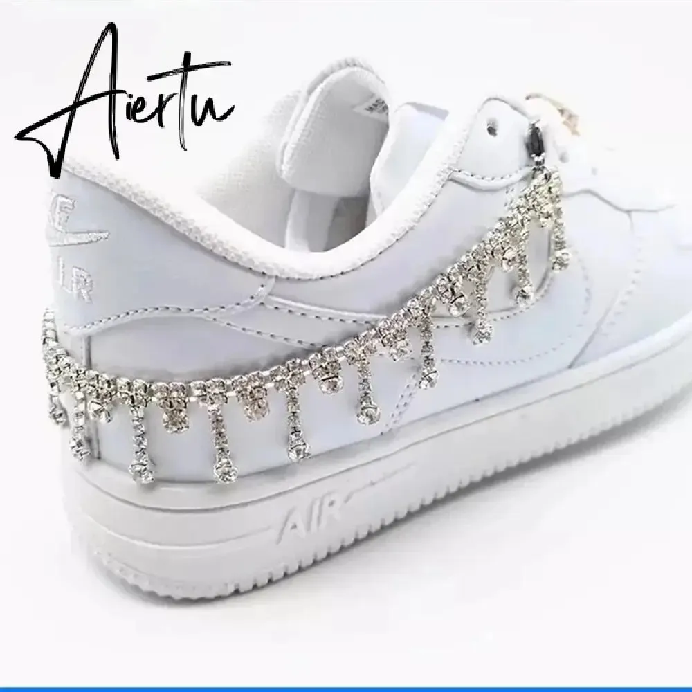 Aiertu Novelly Crystal Rhinestone Fringe Tassel Shoe Jewelry Chain Accessories Anklet Chains for Women Men Sneaker Decorations