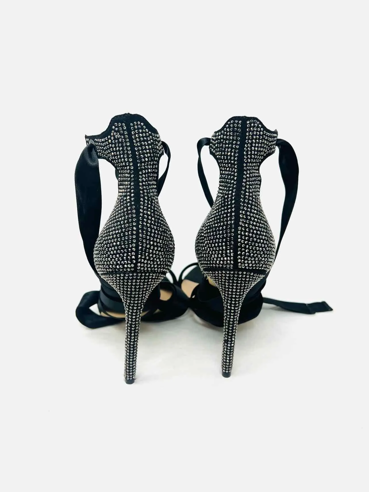 Aldo Size 8 Black/Gray Embellished Wrap Shoes Sandals