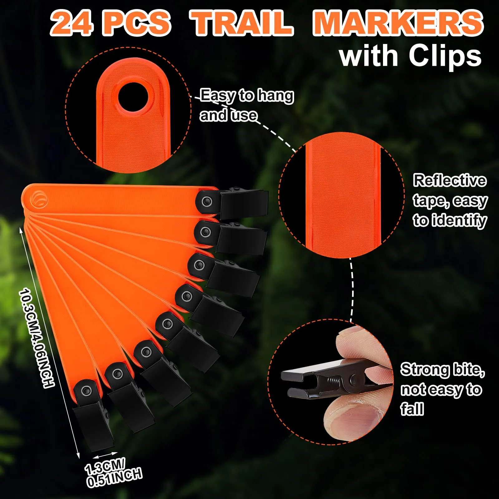 Amylove 224 Pieces Trail Markers Set Include 200 Reflective Trail Hunting Tack 24 Reflective Trail Markers High Visibility Trail Marker for Tree Stand for Trail Marking Hiking Camping(Orange)