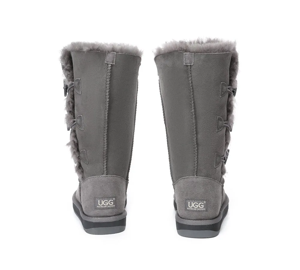 Australian Premium Double Face Sheepskin Tall Triple Button Water Resistant Boots