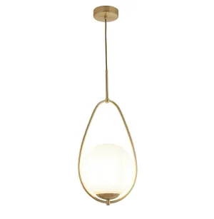 Avalon 1 Light Gold Ceiling Pendant With Opal Glass Ball