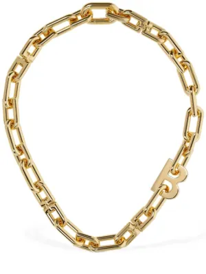 Balenciaga   B chain thin brass necklace 