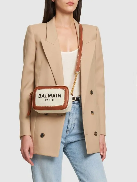 Balmain   B-army logo canvas camera bag 