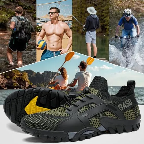 BELILENT Mens Womens Water Shoes Quick Dry Swim Shoes Hike Aqua Beach Shoes for River Kayaking Fish Grey Black 46 EU