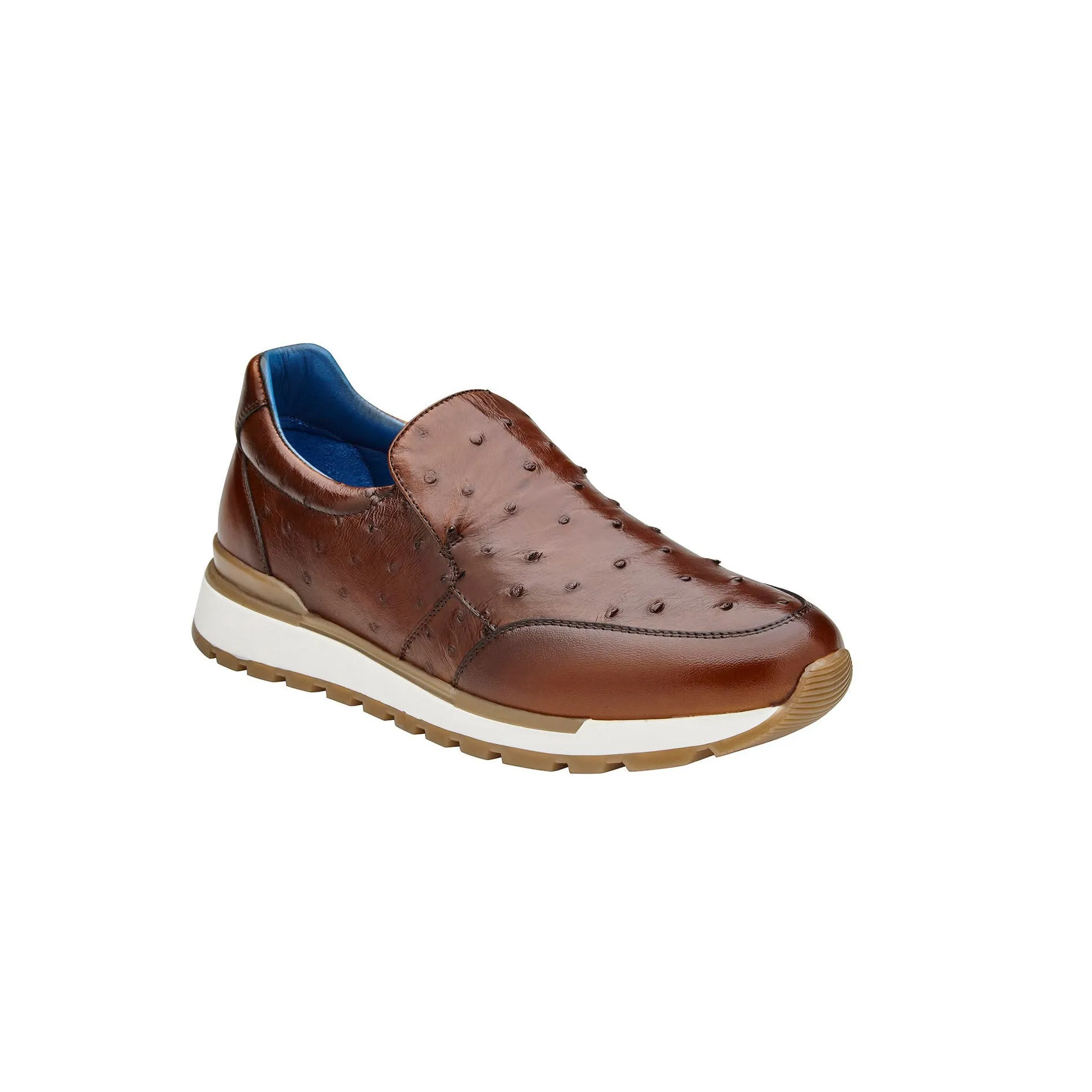 Belvedere Cramer in Antique Peanut Ostrich & Leather Slip-on Sneakers