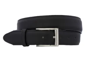 Black Western Cowboy Belt Solid Leather - Silver Buckle