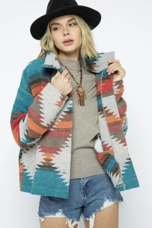 BLUE B Soft Comfy Lightweight Aztec Pattern Jacket