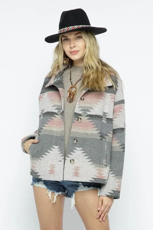 BLUE B Soft Comfy Lightweight Aztec Pattern Jacket