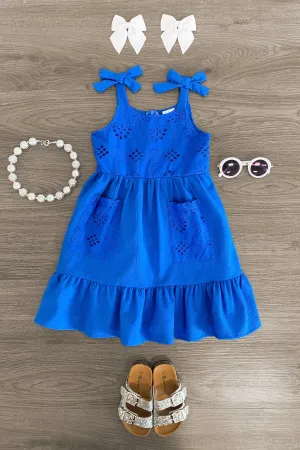 Blue Eyelet Tank Dress