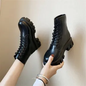 Botas Women Motorcycle Ankle Boots Wedges