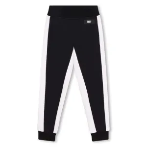 Boys Black & White Logo Jogging Bottoms