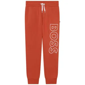 Boys Orange Logo Jogging Bottoms