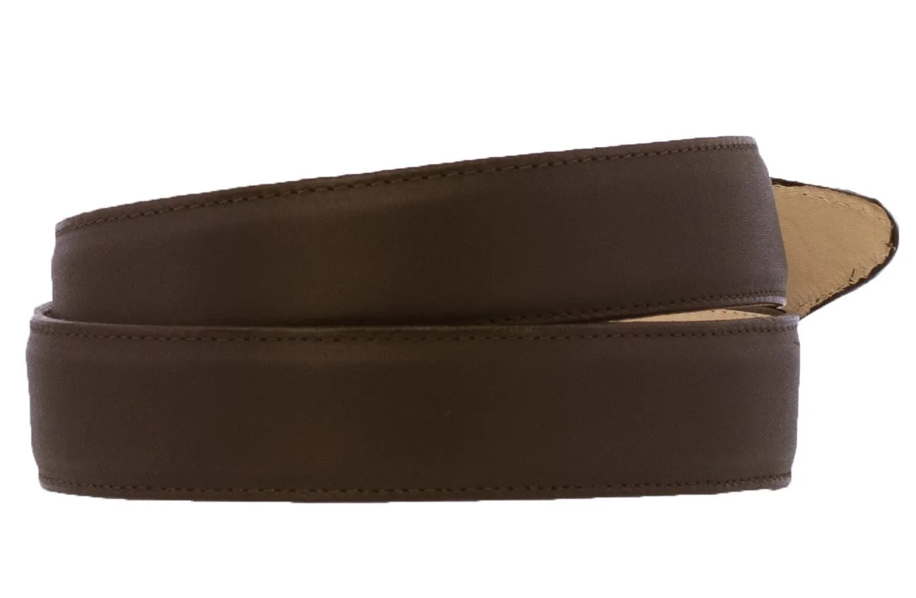 Brown Western Cowboy Belt Solid Leather - Silver Buckle