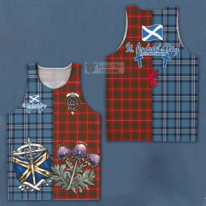 Bruce Tartan Men's Tank Top Happy St. Andrew's Day Half Tartan Style