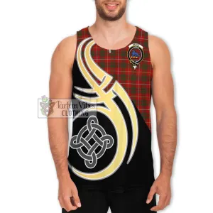 Bruce Tartan Men's Tank Top with Family Crest and Celtic Symbol Style