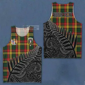 Buchanan Crest Tartan Men's Tank Top with New Zealand Silver Fern Half Style