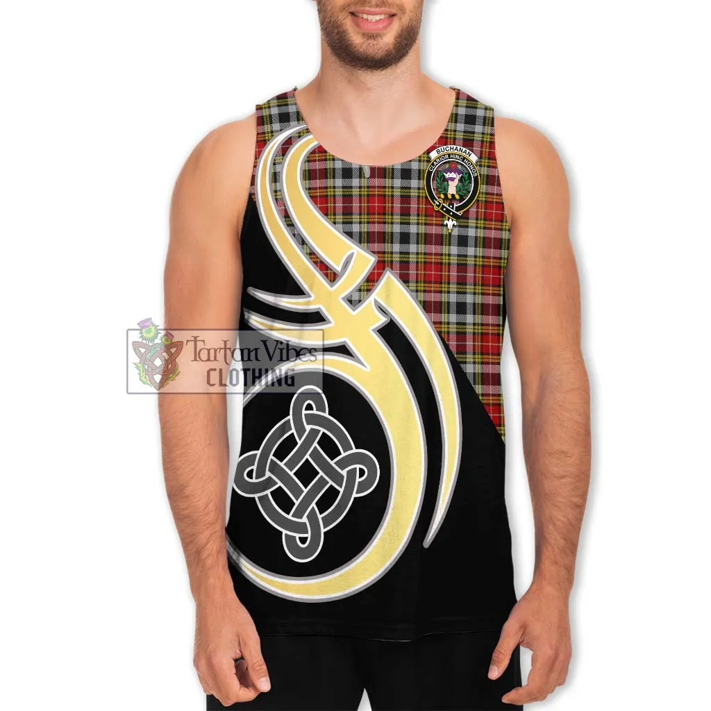 Buchanan Old Dress Tartan Men's Tank Top with Family Crest and Celtic Symbol Style