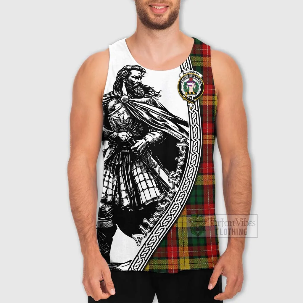 Buchanan Tartan Clan Crest Men's Tank Top with Highlander Warrior Celtic Style