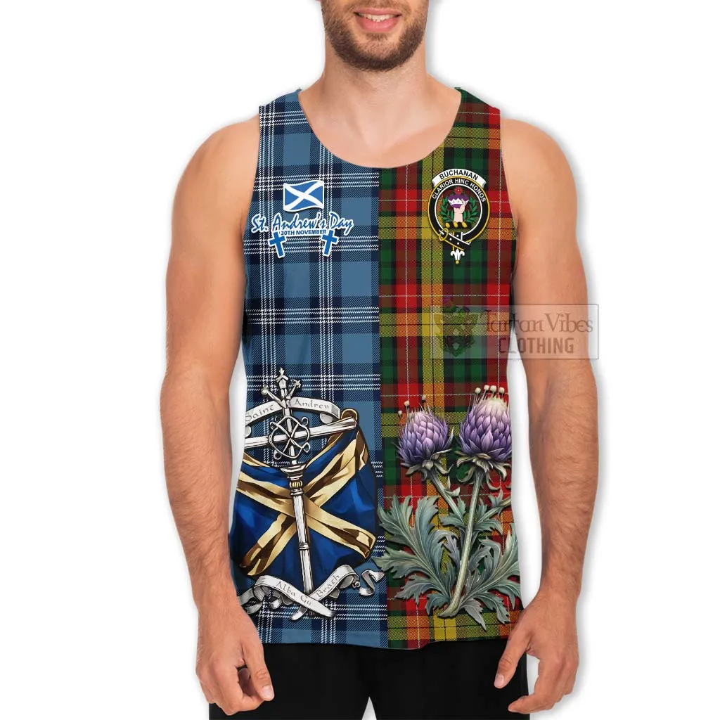 Buchanan Tartan Men's Tank Top Happy St. Andrew's Day Half Tartan Style