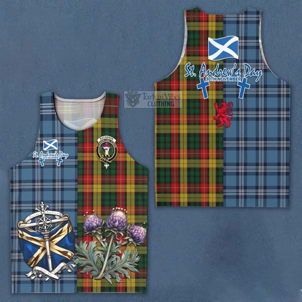 Buchanan Tartan Men's Tank Top Happy St. Andrew's Day Half Tartan Style