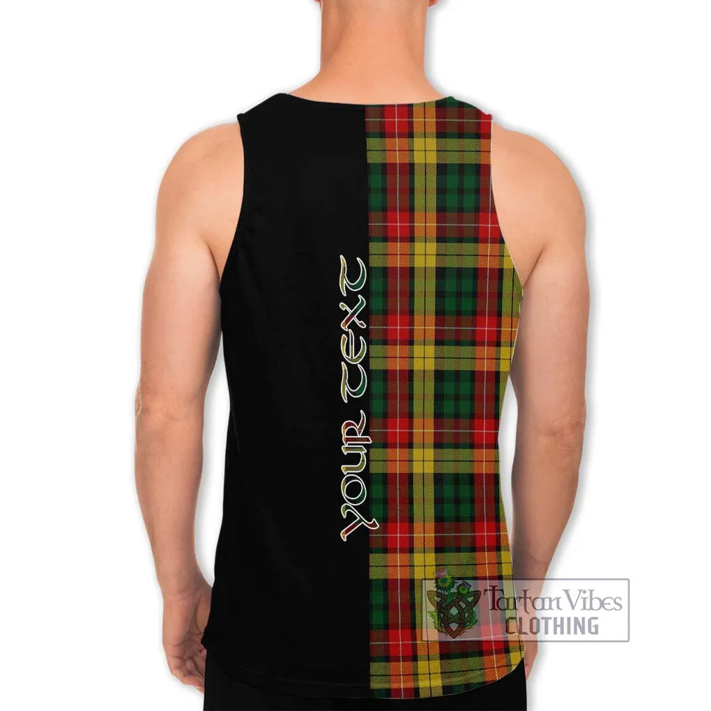 Buchanan Tartan Men's Tank Top with Family Crest and Half Of Me Style