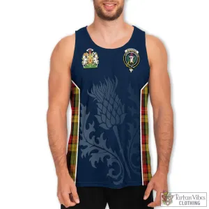 Buchanan Tartan Men's Tanks Top with Family Crest and Scottish Thistle Vibes Sport Style