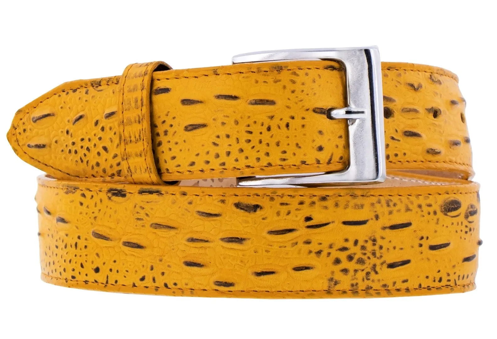 Buttercup Western Belt Iguana Print Leather - Silver Buckle