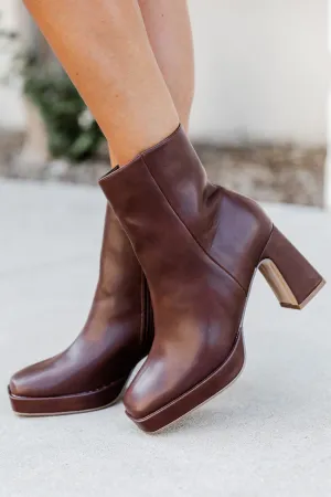 Candace Brown Square Toe Booties FINAL SALE