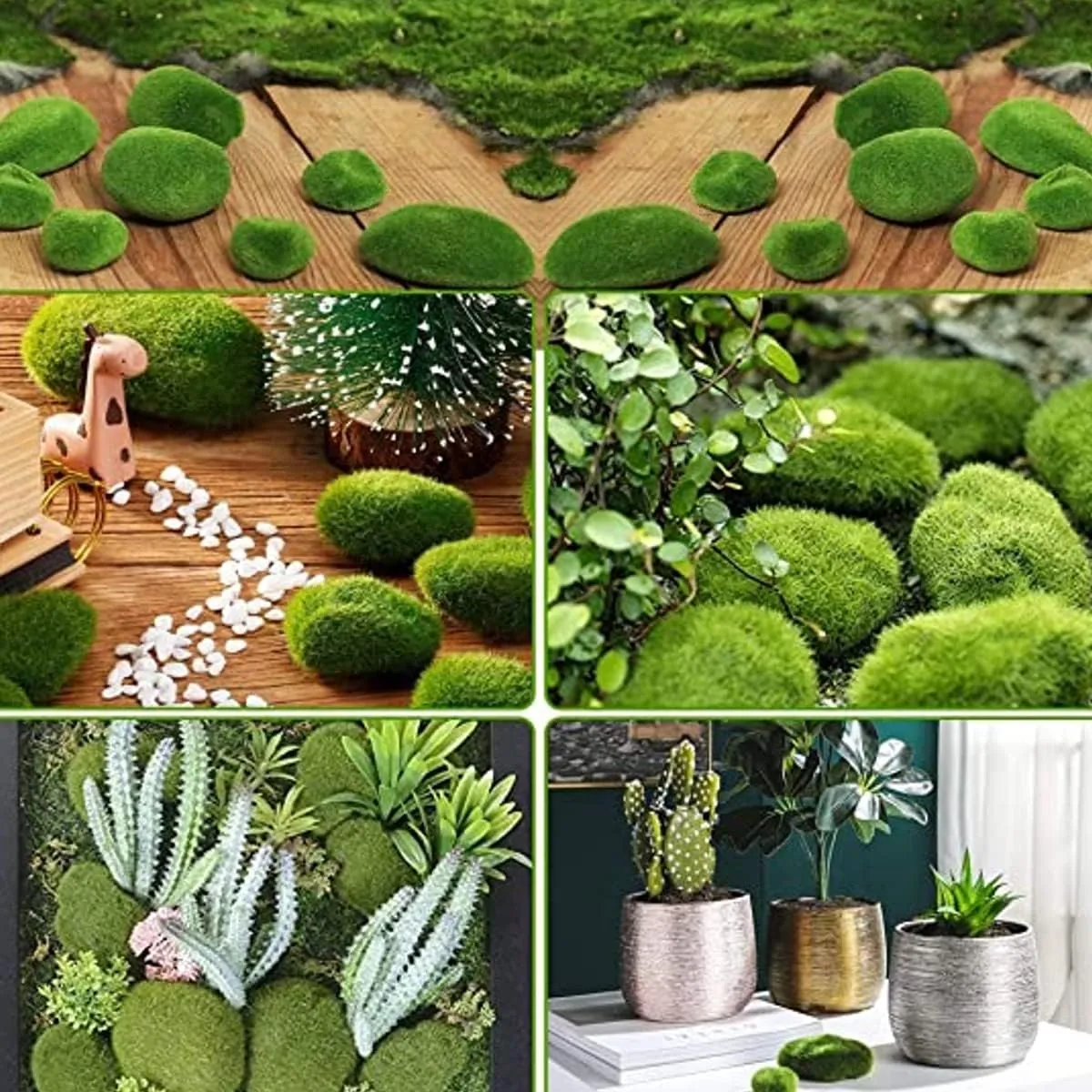 CAREOPETA 12 pcs Moss Balls Artificial Decorative Grass Stones for Home Decoration Items, Natural Green Foam Artificial Rocks Plant Silk for Fairy Garden and Crafting (Green)