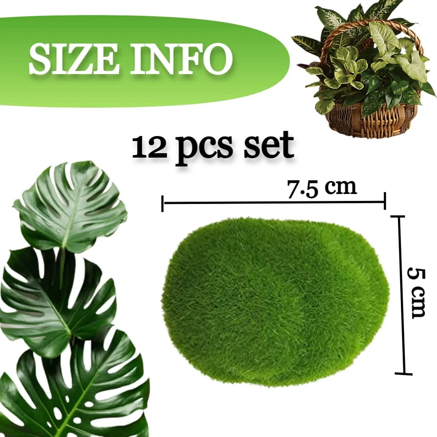 CAREOPETA 12 pcs Moss Balls Artificial Decorative Grass Stones for Home Decoration Items, Natural Green Foam Artificial Rocks Plant Silk for Fairy Garden and Crafting (Green)