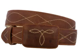 Chedron Western Cowboy Leather Belt Classic Embroidery - Rodeo Buckle