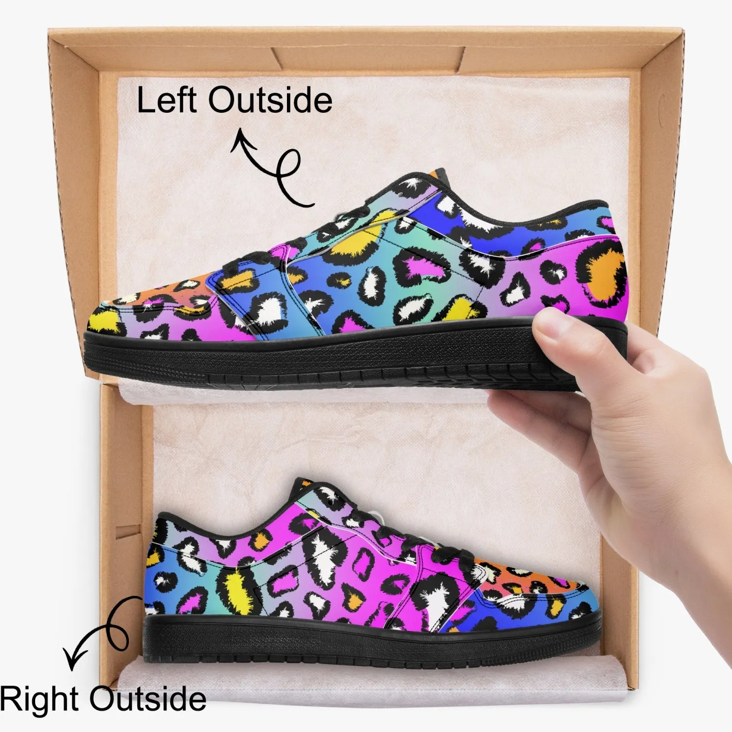 Colorful Leopard Low-Top Leather Sneakers