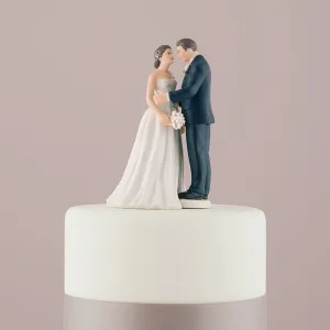 Contemporary Vintage Bride And Groom Porcelain Figurine Wedding Cake Topper