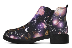 Cosmic Petals Chelsea Boots - Comfy Slip-On - Soft & Water-Resistant Micro-Suede Vegan Shoes