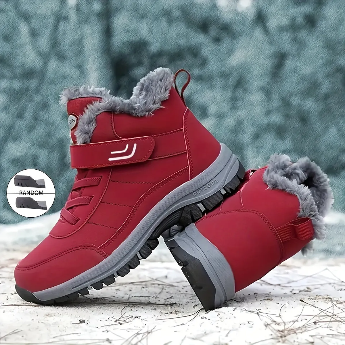 CozyFit Warmth Walking Shoes - Men Shoes with Plush Lining, Lace-Up Closure, Hook and Loop Fastener, and Breathable Design for Winter Outdoor Activities, Traveling, and Casual Wear